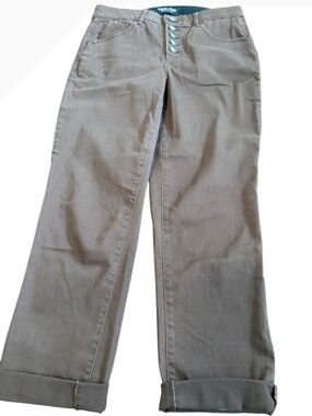 Mac and Me Brown Button Fly Stretch Straight Leg Cuffed Pants Jeans Size 4